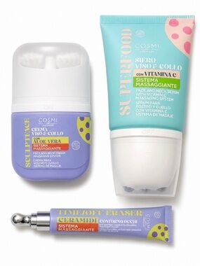 Cosmi Premium Face & Neck Serum + Cream Trio in Aqua & Lavender